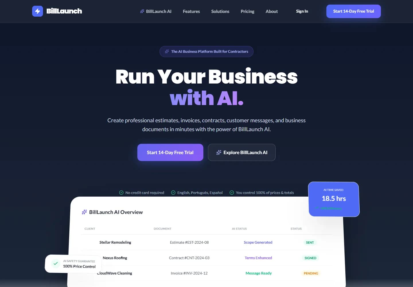 BillLaunch — desktop